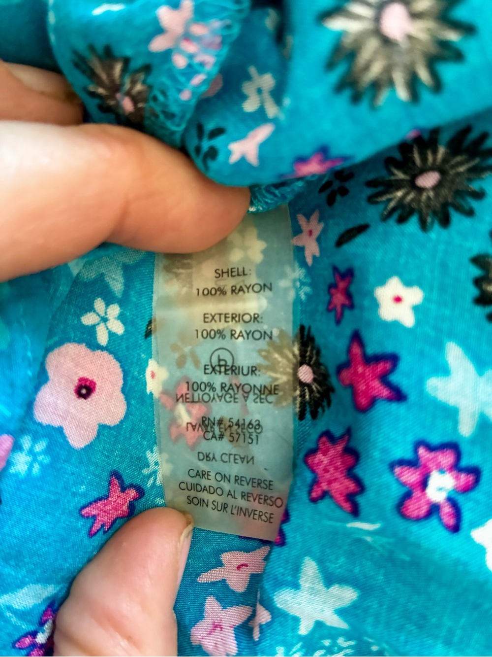 CALVIN KLEIN Teal Ditzy Floral Long-Sleeve Tiered Dress- Size 14 - Picture 12 of 13